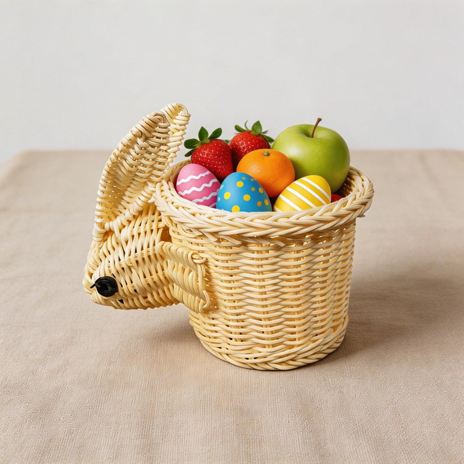 Lunxisen 4 Pcs Easter Bunny Woven Storage Basket Organizer for Home Decor Snack Fruit Display