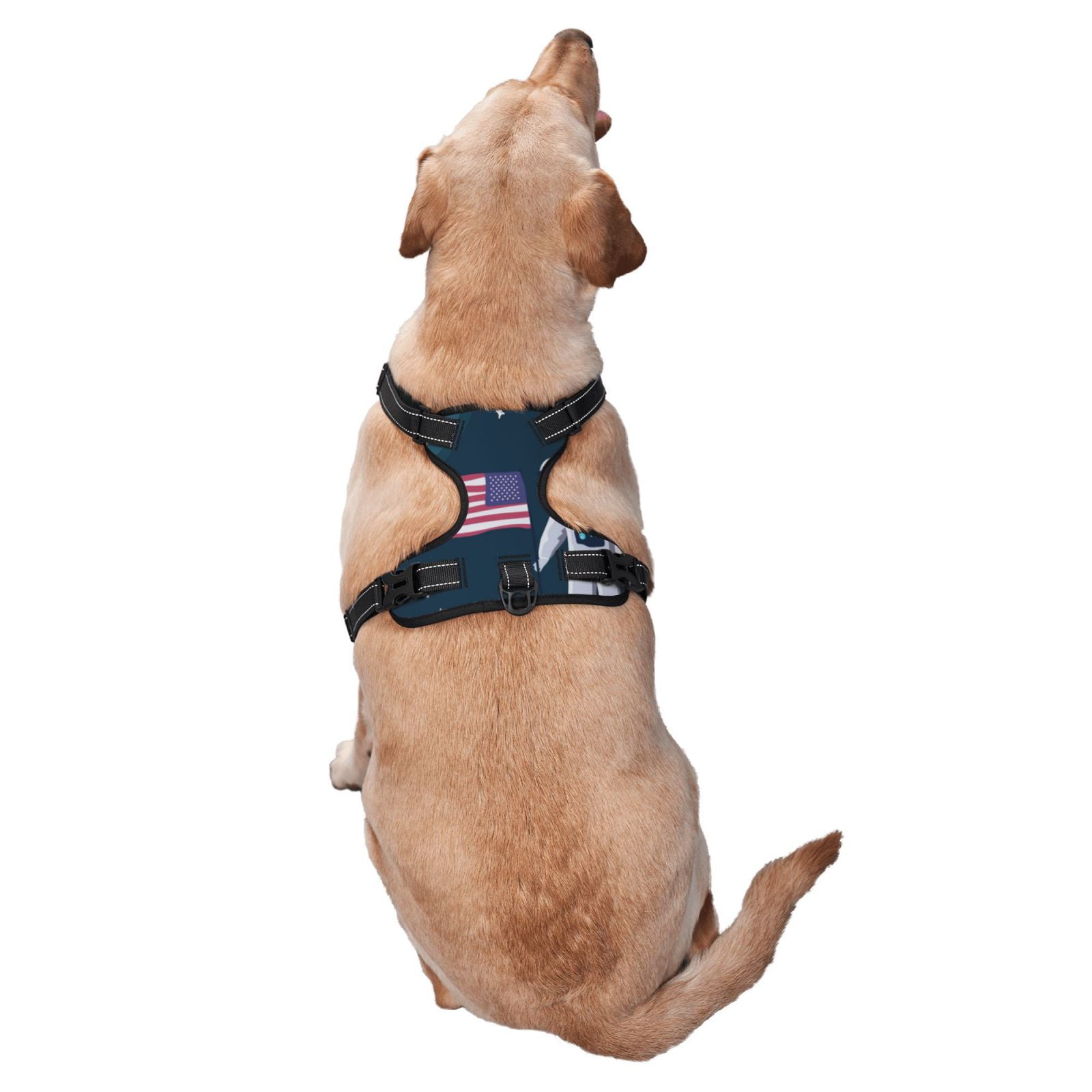 Naloa Astronaut With USA Flag Pet Harness Vest with Traction Rope, Adjustable No-Choke Dog Vest for Outdoor, Walking - Large