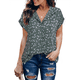 thumbnail image 1 of Blusa de Verano de Corta para Mujer, Elegante Túnica Informal de Negocios con Cuello de Solapa y Estampado Floral Verde XL, 1 of 7