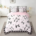 thumbnail image 2 of Manfei Princess Bowknot Bed in a Bag Twin size, Black Pink Bed Set, Kawaii Plaid Buffalo Reversible Bedding Twin Size, Super Cozy Room Decor, 7-Piece, 2 of 6