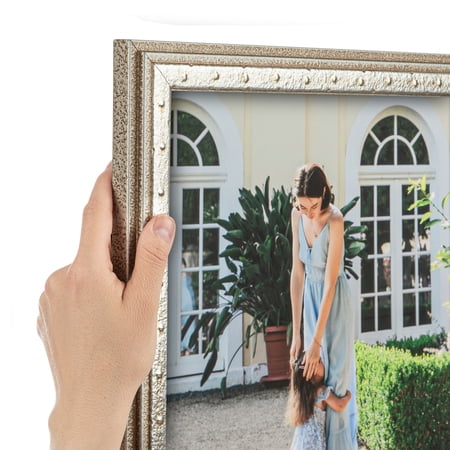 ArtToFrames 19" x 36" Champagne Pebble Metallic Picture Frame, 19x36 inch Silver Wood Poster Frame (WOM-5258), Pack