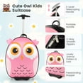 thumbnail image 5 of Costway 2PCS Kids Carry On Luggage Set 16'' Owl Rolling Suitcase with 12'' Backpack Travel Pink, 5 of 8