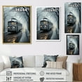 thumbnail image 4 of Designart "Wintry Train Scene" Train Floater Framed Wall Art Living Room, 4 of 5