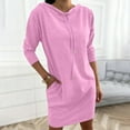 thumbnail image 2 of Ruimatai Women's Hooded Sweatshirt Dress with Pockets Medium-Length Soft Stretchy Casual Lounge Wear Long Sleeve Pullover Hoodie Tunic, 2 of 6