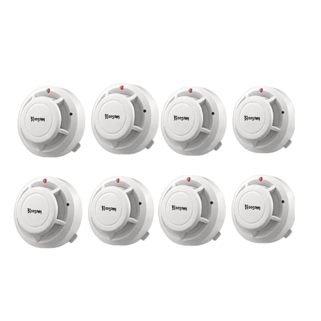 Kit Detector De Humo Bloosom Con Alta Cobertura Y Alarma Con Sonido 8pcs Blanco