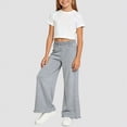thumbnail image 2 of Zuwimk Girls Wide Leg Sweatpants Drawstring Baggy Loose Kids Solid Athletic Trackpants(Grey,2-3 Years), 2 of 7