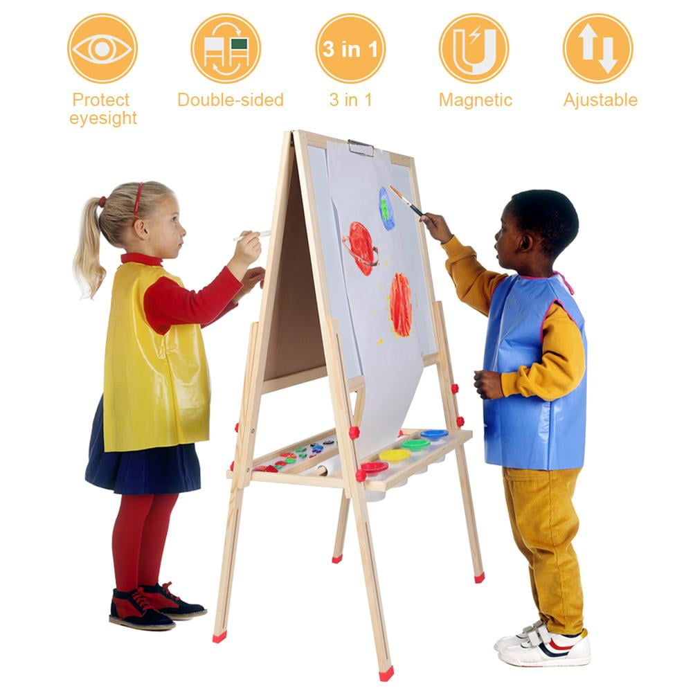 Dripex Kids Art Easel with Paper Roll, Double Sided Toddler Childrens Easel  Chalkboard and Magnetic Dry Erase Board for Kid Painting and Drawing