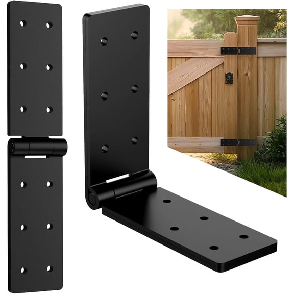 Tutuviw Black Gate Hinge 2 Pack 270 Degree Adjustable Butt Hinge Heavy Duty Door Hinges Thickened Folding Door Hinges for Heavy Plywood, Backyard Wood Gates and Fence