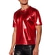 thumbnail image 4 of Camiseta metálica de hombre INSPIRE CHIC, cuello redondo, mangas cortas, brillante, para fiesta y discoteca, talla XL, roja, 4 of 7