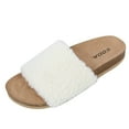 thumbnail image 2 of Soda Women's Open Toe Faux Sherpa Cork Slide Sandal,  Lt Beige,  9 M US, 2 of 5