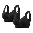 thumbnail image 2 of AHTJRT 2 Pack Push Up Bras for Women Full Coverage Seamless V Neck Bra No Underwire Supportive Uplifting Bralettes Plus Size Black XXXXL, 2 of 10