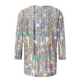thumbnail image 5 of Cavosen Dressy Tops for Women 3/4 Sleeves Glitter Sparkly Print Pullover Shirts Crewneck Shiny Blouse Party Tees Novelty Casual Elegant Evening T-Shirts Holiday Spring 4XL, 5 of 5