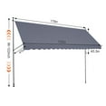 thumbnail image 6 of KFFKFF 178 x 47" Retractable Patio Awning, Manual Crank Handle Sunshade Shelter, Outdoor Canopy for Deck, Adjustable Height Ranging 86 to 122 in, Suitable for Patio/Balcony/Yard, Dark Gray, 6 of 9