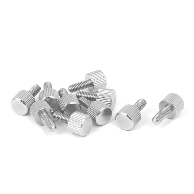 Unique Bargains Computer PC Case Stainless Steel Flat Head Knurled Thumb Screw M4 x 10mm 10pcs