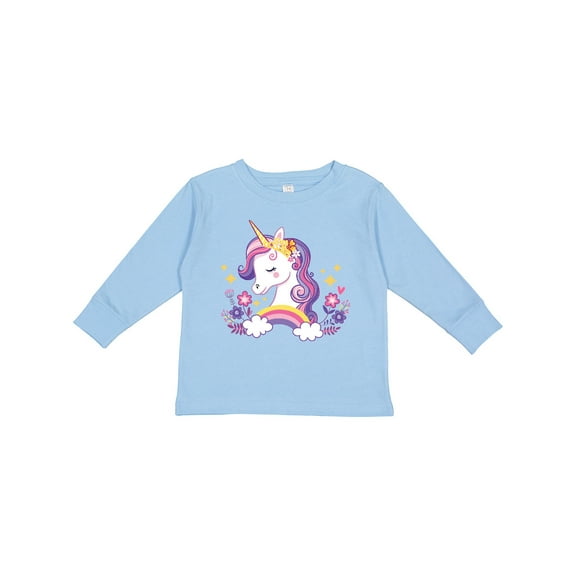 Inktastic Unicorn with Crown Girls Long Sleeve Toddler T-Shirt