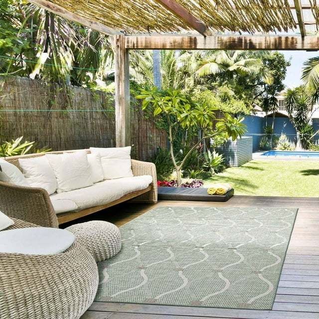ECARPET Tapis d'Extérieur pour Patio, Terrasse, Jardin, Camping, Imperméable, Collection Veranda Abstract