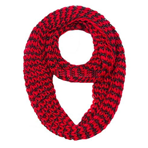 Peach Couture Winter Warm Sequin Chunky Knit Cozy Infinity Loop Cowl Scarves Red