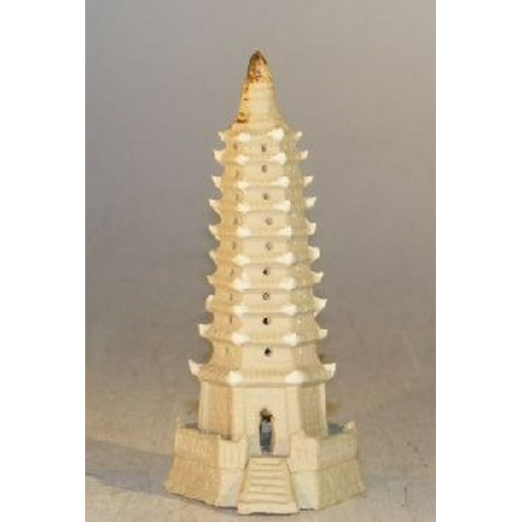 Unglazed Ceramic Pagoda Figurine
