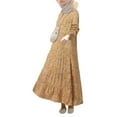 thumbnail image 3 of ZANZEA Womens Layered Floral Printed Full Sleeve Muslim Casual Long Dresses, 3 of 5