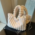 thumbnail image 4 of Large Capacity Plush Tote Bag, Stiped Faux Fur Shoulder Bag, Women's Soft Fluffy Handbag, 4 of 5