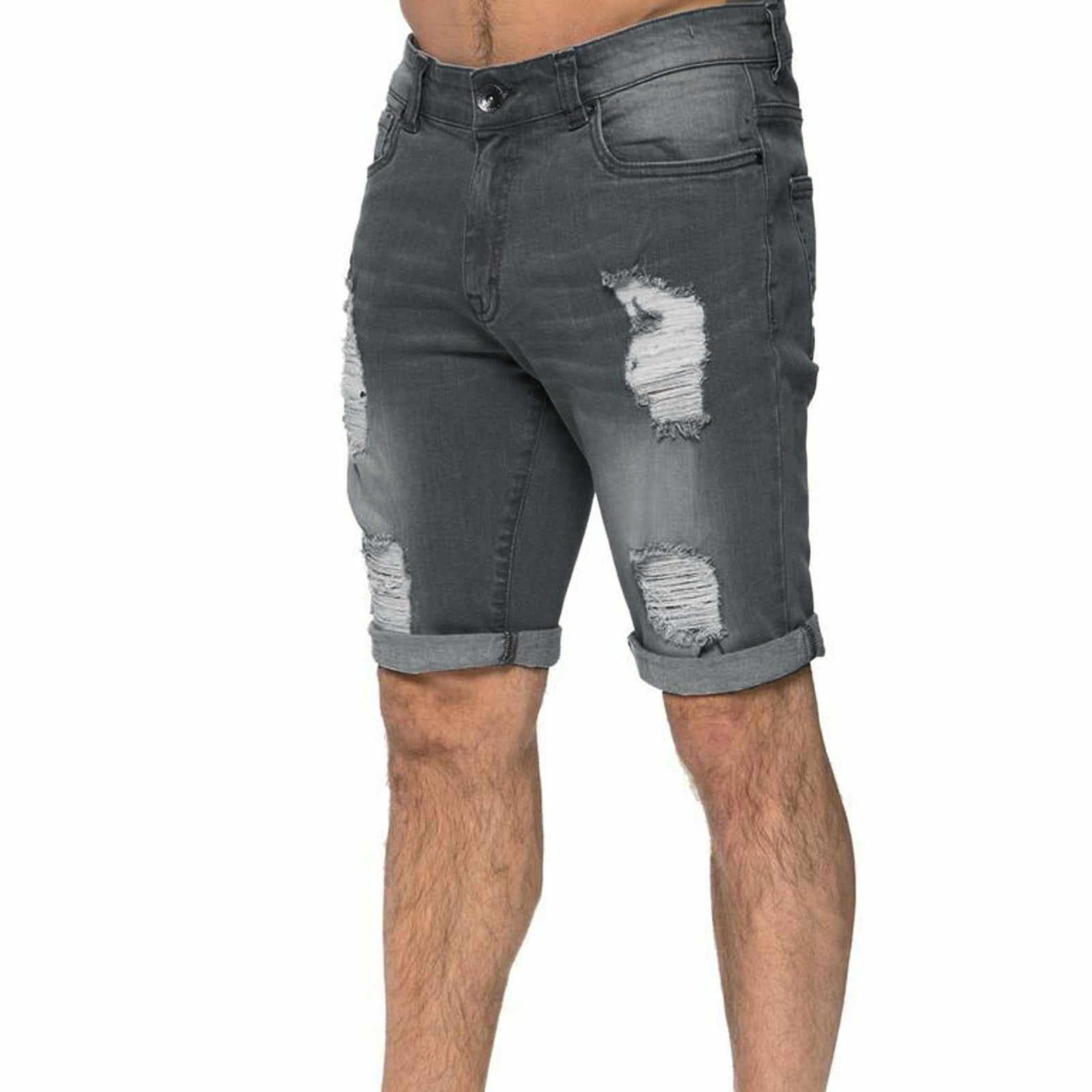 Loose Fit Ripped Denim Shorts Men's Casual Street Style - Temu