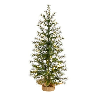Nearly Natural 3' Artificial Christmas Tree with 50 Clear LED Lights Set in a Burlap Base
