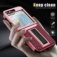 thumbnail image 3 of Allytechgroup Rugged Shockproof Case for Samsung Galaxy Z Flip 6, Military Grade Protective Anti-Slip Bumper Drop Proof Dual Layers TPU PC Back Case Cover for Samsung Galaxy Z Flip 6, Rose, 3 of 8