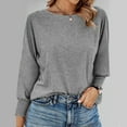 thumbnail image 4 of miqiqism Simple Soft Sweatshirts for Women Comfy Crew Neck Long Sleeve Sweatshirt Juniors Casual Basic Pullover Sweater Tops Fashion Solid Loose Tunic Pullover Top,Gray,Small, 4 of 6