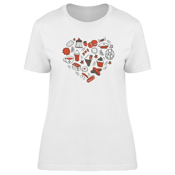 Cute Candy Doodles Heart T-Shirt Women -Image by Shutterstock, Female x-Large