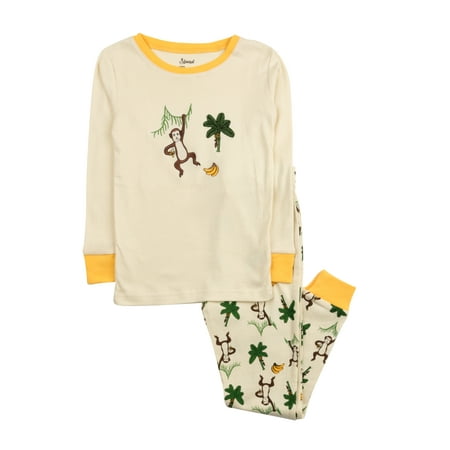 

Leveret Kids Boys Girls Two Piece Cotton Pajamas Monkey w/Banane 10 Year