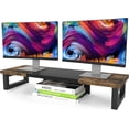 thumbnail image 1 of Dual Monitor Riser Stand Sturdy Computer Monitor Riser MultiPurpose Desktop Storage Organizer Shelf for Laptop Computer (Rustic Large), 1 of 7