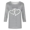 thumbnail image 4 of EchfiProm Shirts for Women Valentine Graphic Tees Heart Printed Valentines Day Gray 3/4 Sleeve Funny Ladies Tops Cute, 4 of 5
