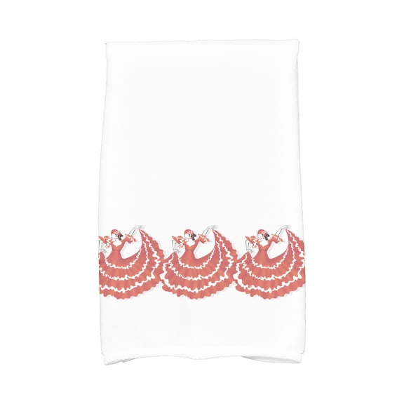Simply Daisy, 16 x 25 Inch, 3 Cuban Dancers, Geometric Print Kitchen Towel, Red Orange