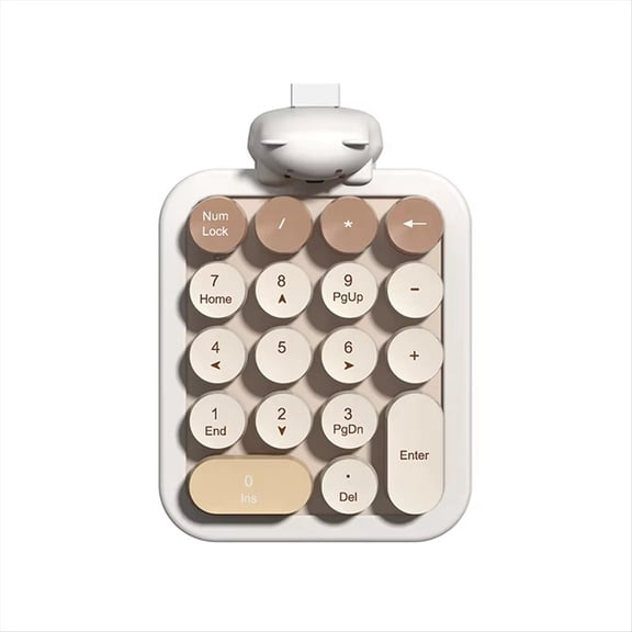 Rollbacks & More 2.4G Wireless Numeric Keyboard 18 Keys Cute Bear Cartoon Colorful Number Keypad for Accounting Milk Tea Color
