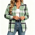 thumbnail image 6 of Yertdoel Flannel Shirt Women Long Sleeve Plaid Lapel Open Front Button Down Shirts Stylish Casual Soft Cozy Cardigan Jackets, 6 of 6