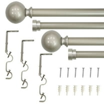 Lumi 3/4" Double Curtain Rod Oil Rubbed Bronze/ Silver- Ball finials 42" x 120" - Silver