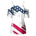 thumbnail image 4 of Dyegold Summer Tops for Women 2023 Trendy, Women Summer Cold Shoulder Cami Tops Star Stripes 4th July Tshirt Short Sleeve American Flag Patriotic Blouse ​Tunic, 4 of 5