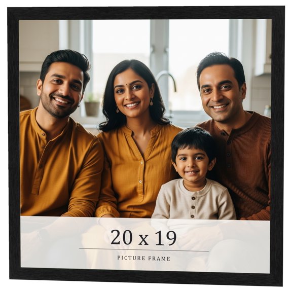 20x19 Frame Black Charcoal Grey Wood Textured Picture Frame | 0.75 Inch Moulding Width | Gunmetal