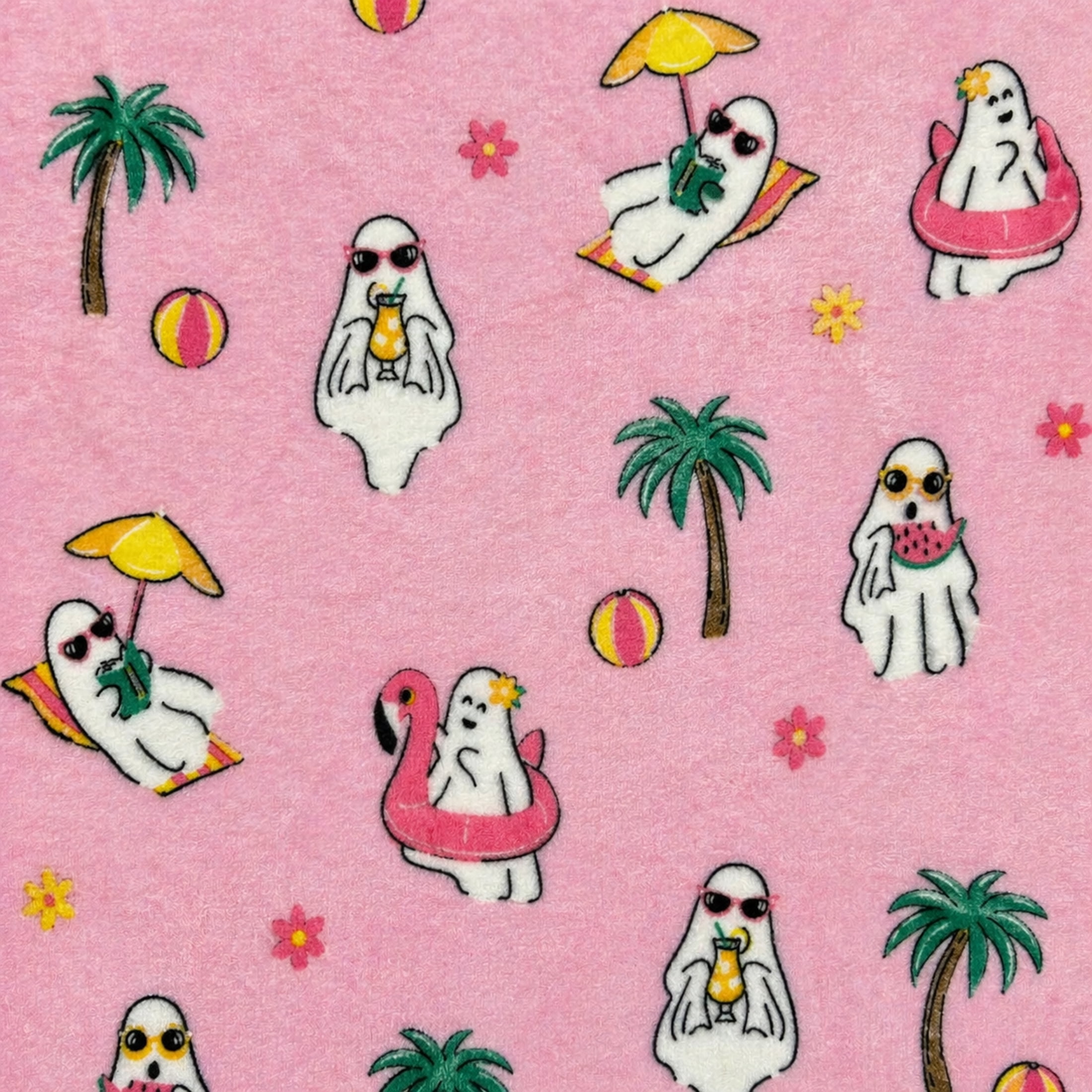 Summerween Oversize Super Soft Plush Throw Blankets, Summer Patio Pool Halloween Throws, VACATION GHOSTS