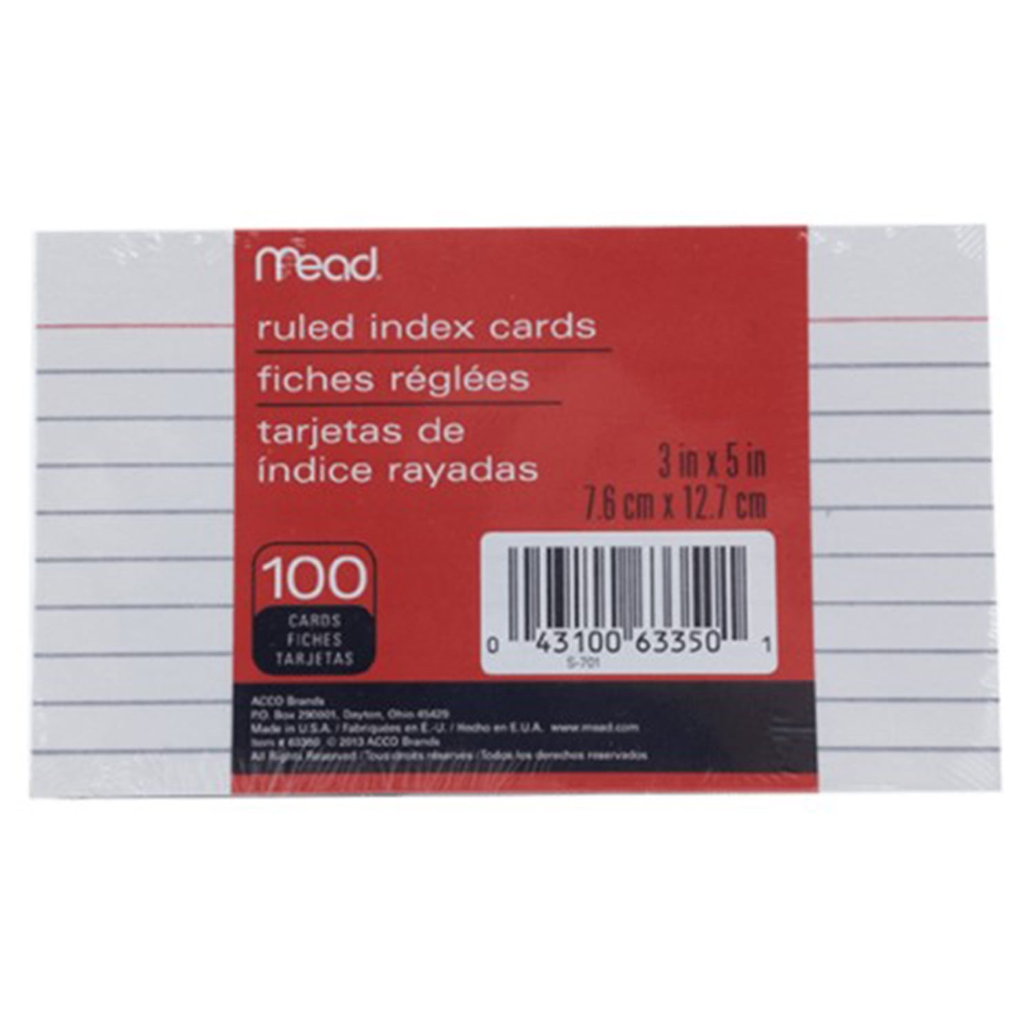 Mead 100 Ruled Index Cards Walmart Canada