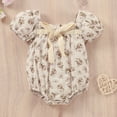 thumbnail image 2 of Newborn Infant Baby Girl Summer Clothes Vintage Floral Romper Square Neck Short Sleeve Bodysuit Jumpsuit, 2 of 6