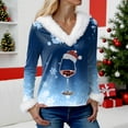 thumbnail image 5 of Splozh Womens Long Sleeve Shirts Women Fashionable Winter Christmas Printed V Neck Long Sleeved Corset T Shirt Top Blue,XL, 5 of 5
