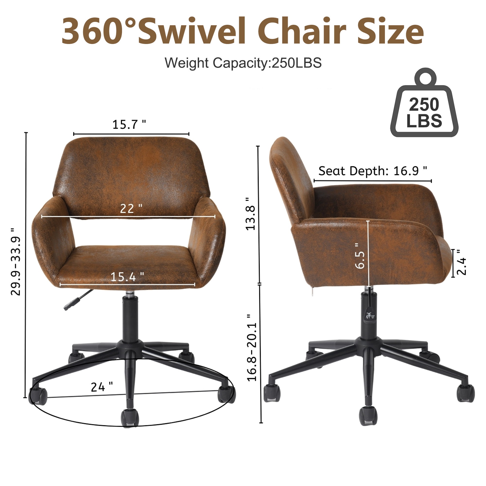 Chaises de bureau ergonomiques Homy Casa pour salle de réunion et bureau à domicile, similicuir brun