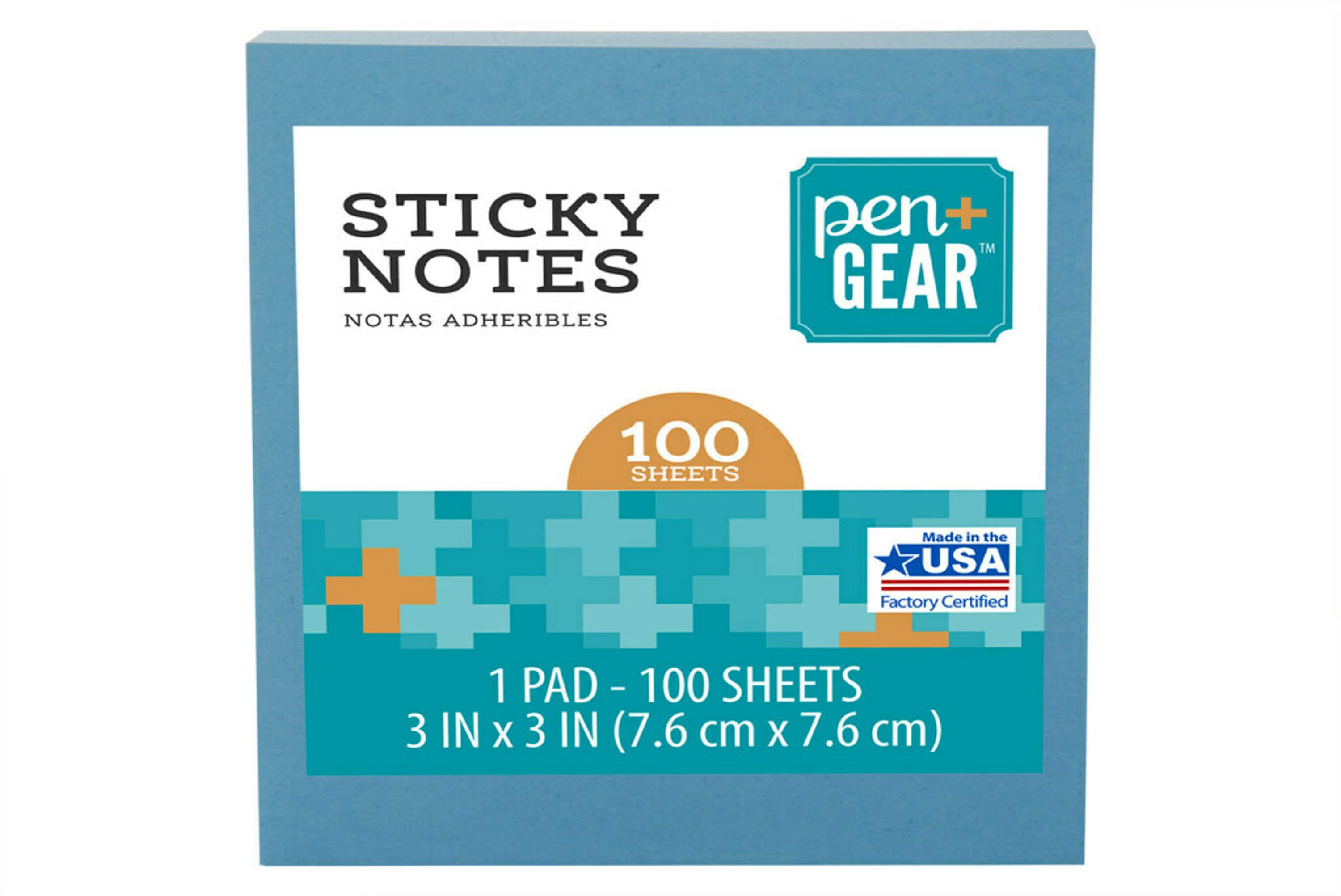 Pen + Gear Stick Notes, 3 in x 3 in, Blue, 100 Sheets, 1 Pad