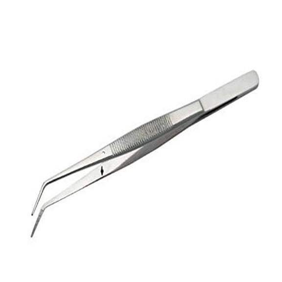 SZCO 6-Inch Precision Cotton Forceps Angled Serrated Tip Dental Tweezers with Mirror Finish – High-Grade Stainless Steel Instrument for Medical and Hobby Use