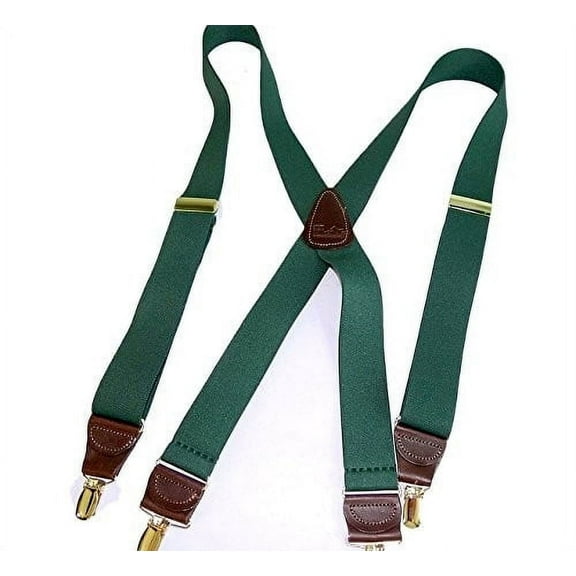Hold-Ups Hunter Green Men's Clip-On Suspenders with X-Back and Gold Clips