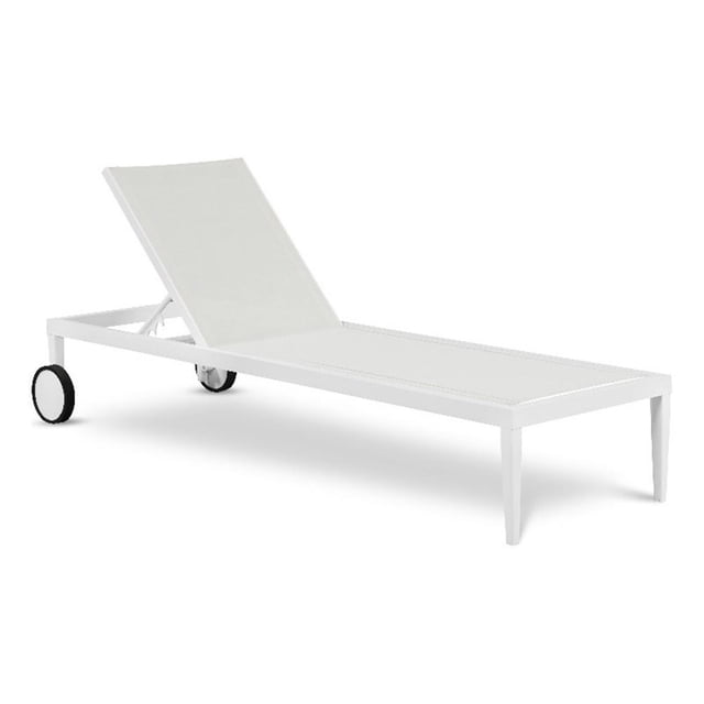 Meridian Furniture Nizuc Off White Outdoor Patio Mesh Chaise Lounge Chair