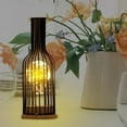 thumbnail image 2 of Hollow Out Table Lamp Night Light Iron Crafts Vintage Style Battery Powered Industrial Decorative Reading Lamp for Bedroom Study Room Office , Bottle 11x11x30cm, 2 of 8