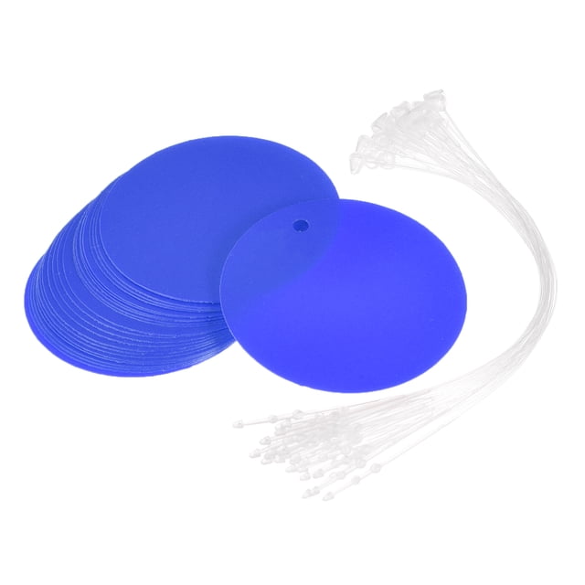 Unique Bargains Étiquettes en Plastique Rondes 1.95 Pouces Résistantes aux Déchirures Imperméables avec Attache Bleu 50 Pcs