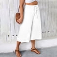 thumbnail image 7 of yillto Plus Size Women Capris Pant Wide Leg Loose Cropped Pants High Waist Drawstring Capri Trousers, 7 of 7
